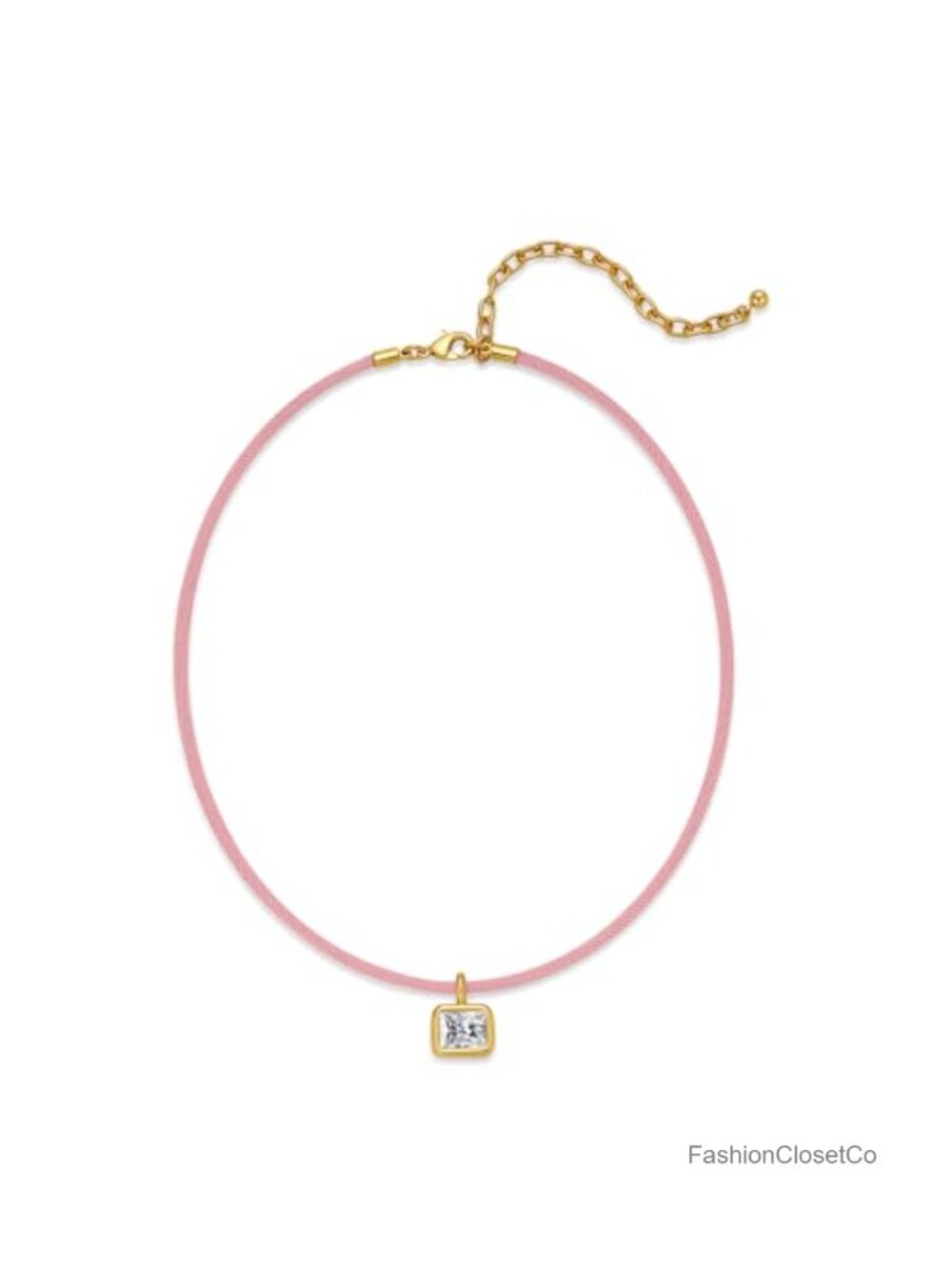 Adjustable Rope Choker with Crystal Pendant Necklace